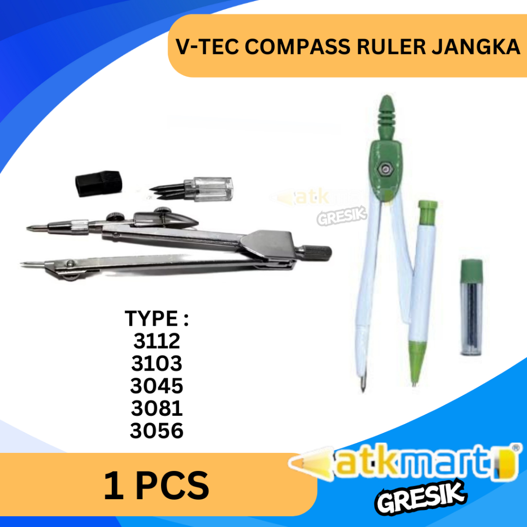 

V TEC COMPASS RULER JANGKA / GARIS JANGKA SEKOLAH ESTETIC