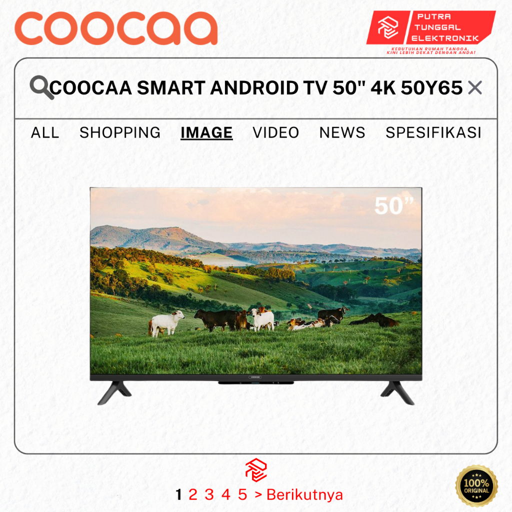 COOCAA SMART ANDROID TV 50 INCH 4K 50Y65 PRODUK 100% ORIGINAL COOCAA