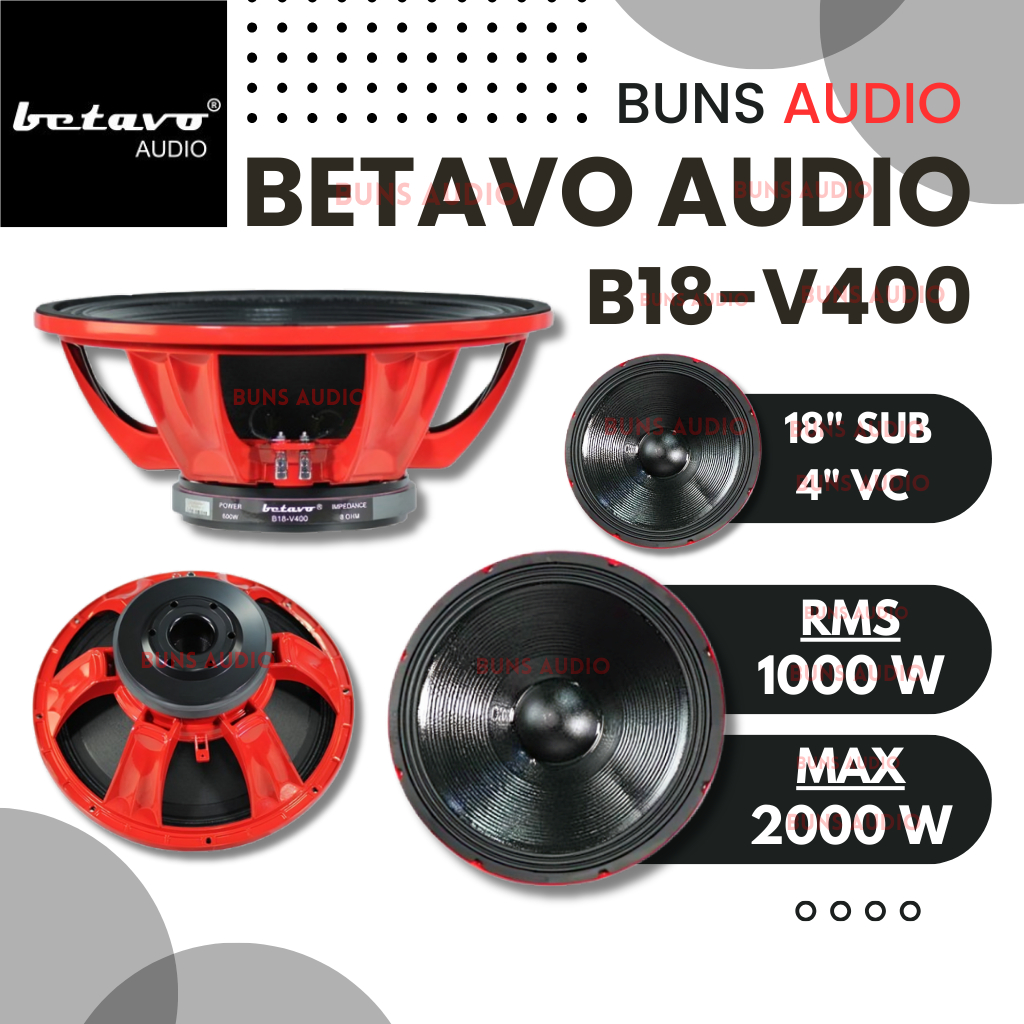 Betavo Audio B18-V400 18 Inch Speaker Subwoofer + 4 Inch Voice Coil -- 2000 Watts Max Power