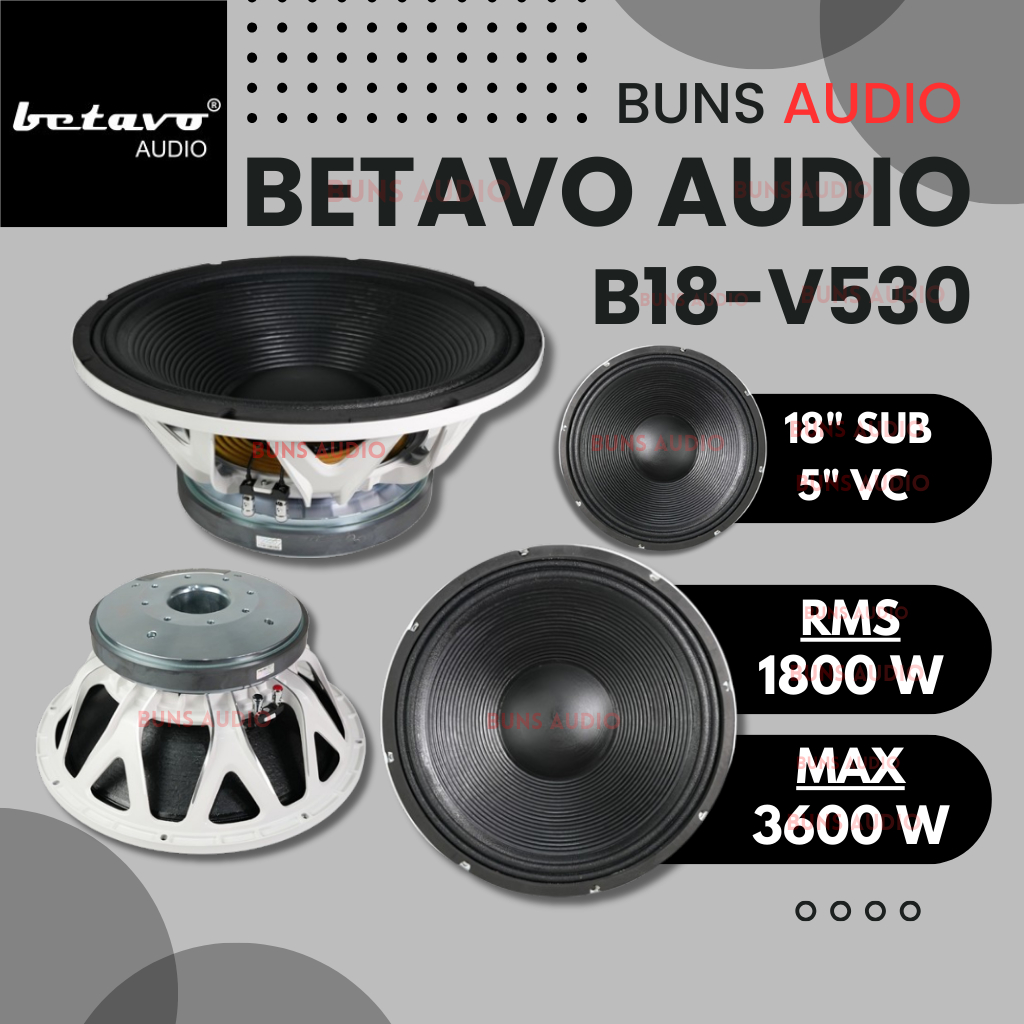 Betavo Audio B18-V530 18 Inch Speaker Subwoofer + 5 Inch Voice Coil -- 3600 Watts Max Power