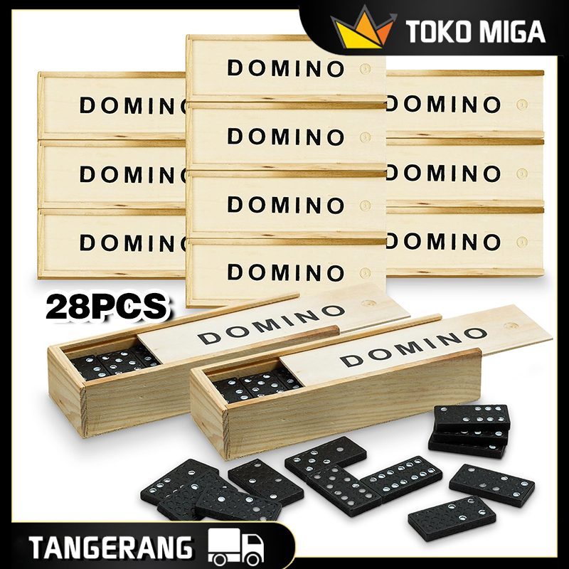 28 PCS/Kotak Permainan Domino Batu Gaplek Domino Kayu Domino Permainan
