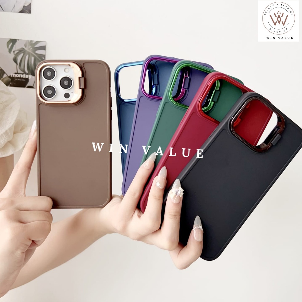 Case Iphone 12 Iphone 12 Pro Iphone 12 Pro Max Case Flannel Standing Macaron Ring Kamera - WV