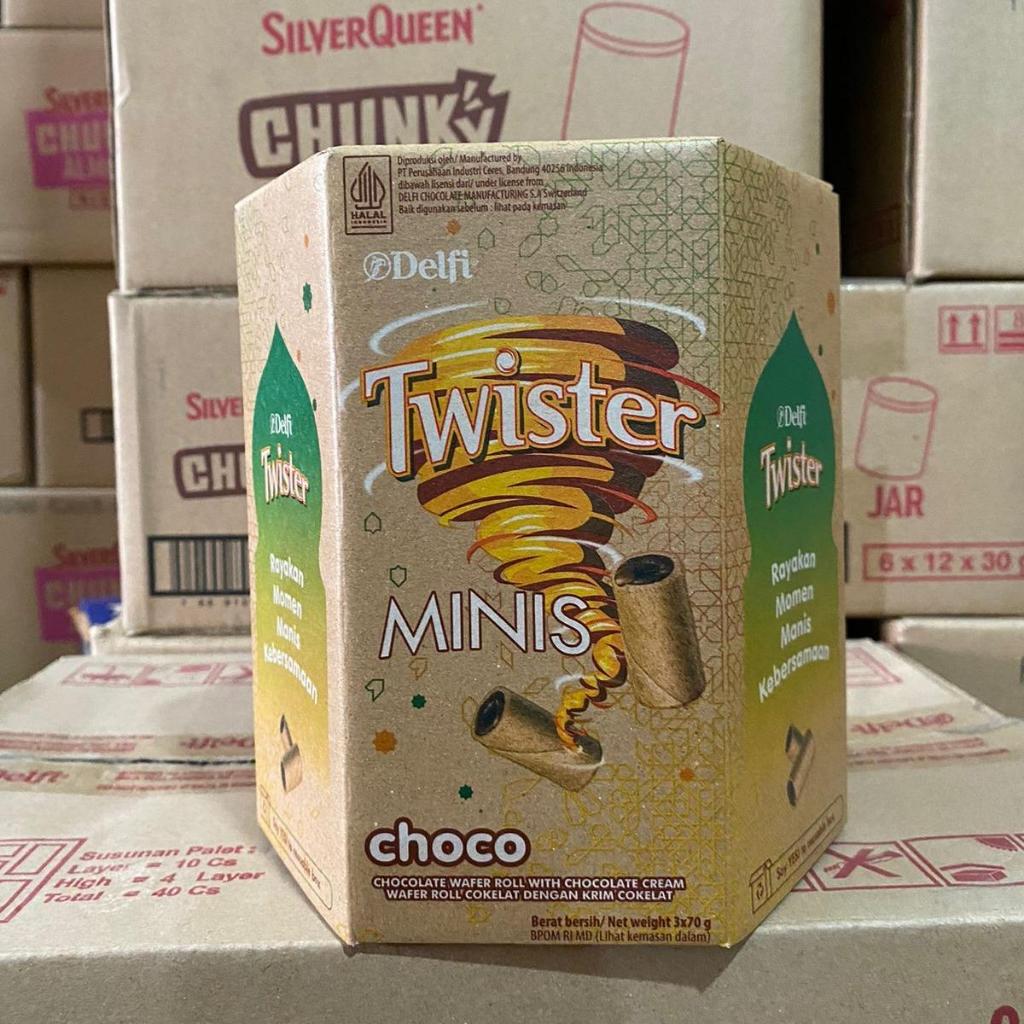 

Delfi twister minis coklat wafer rol box isi 3 pack 70grm