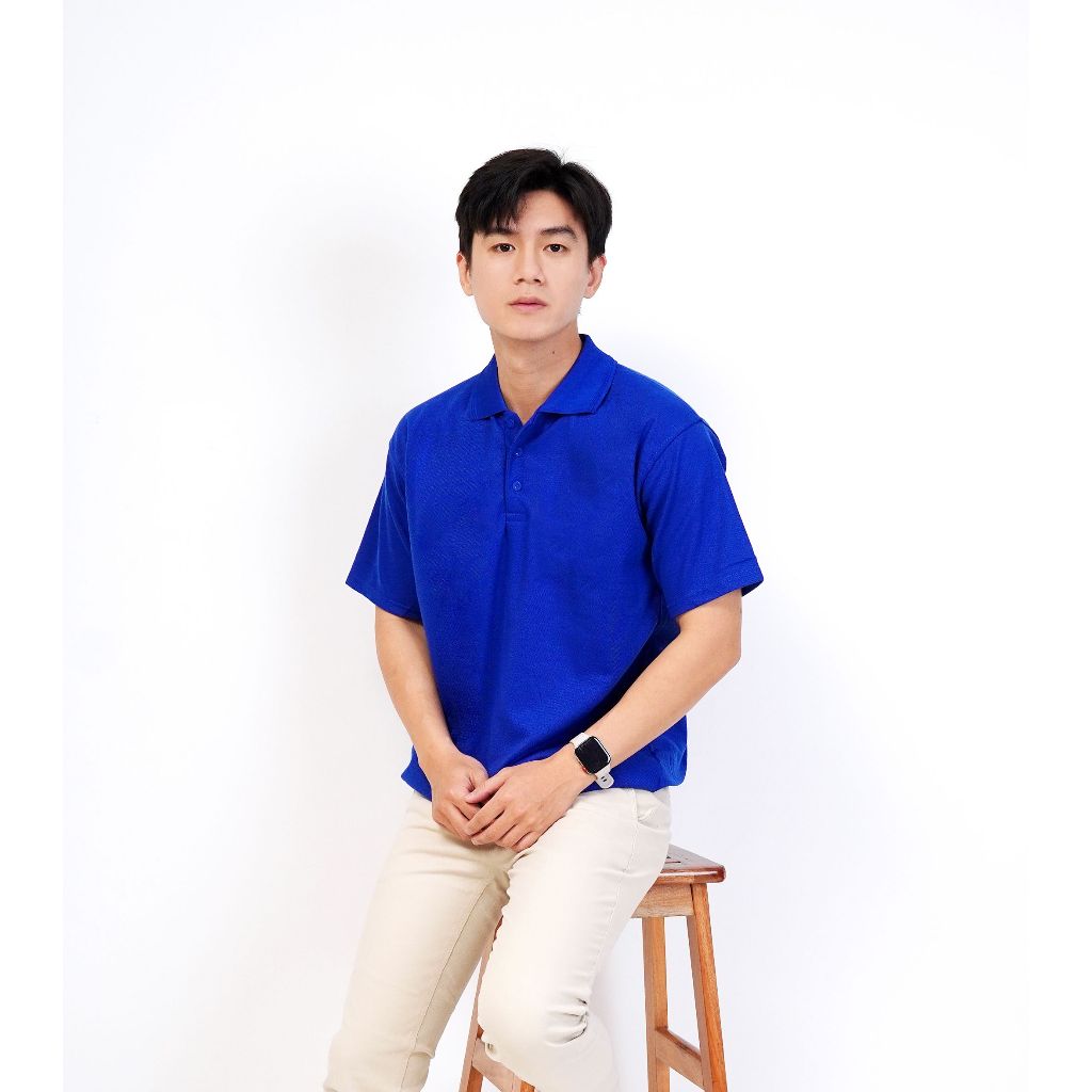 Kaos Kerah Polos Warna Biru Benhur - Kaos Polo Polos Warna Biru BCA - KAOS KERAH COWOK - KAOS KERAH 