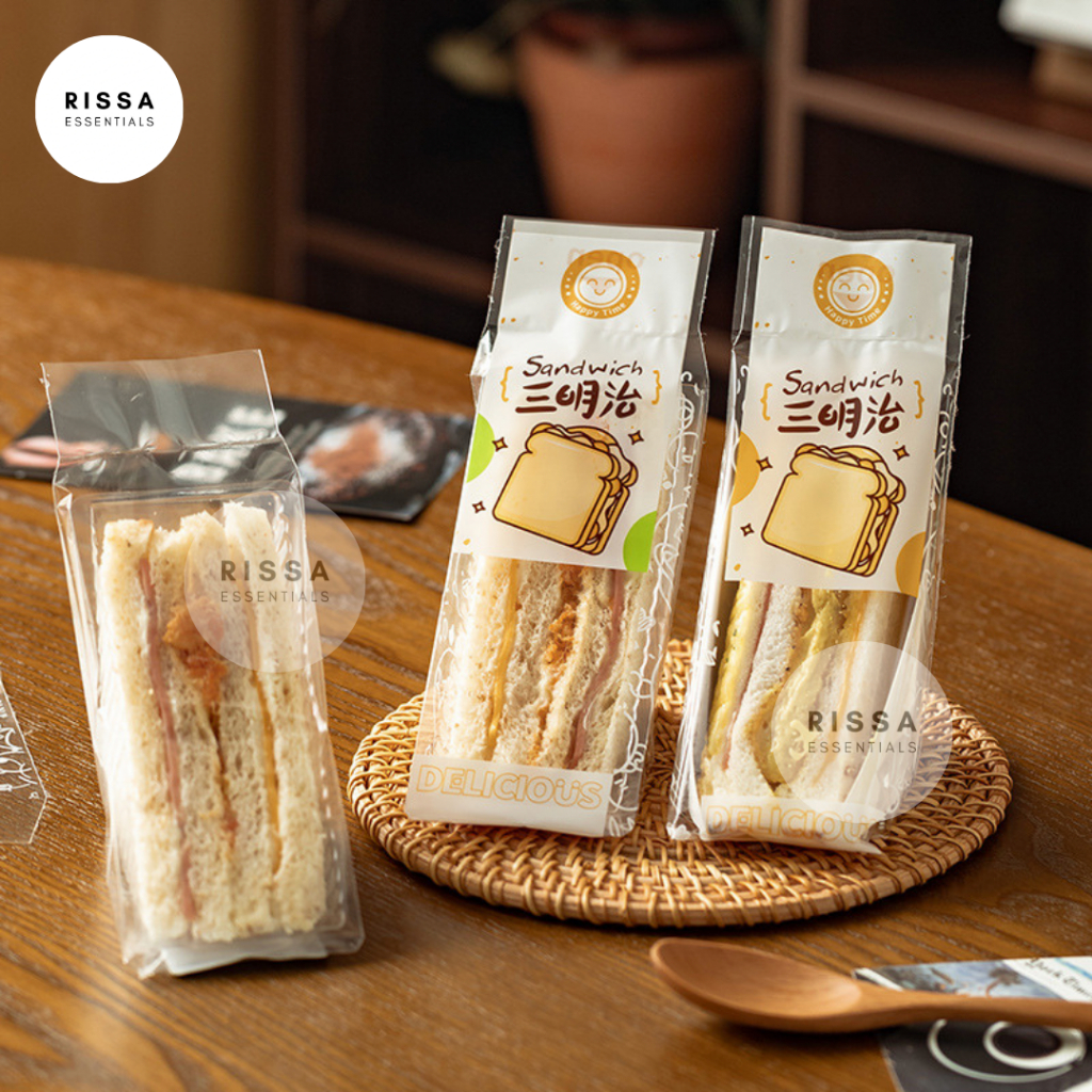 [Isi 100 Lembar] [Rissa] Plastik Sandwich Roti Lapis Packaging Kertas Bungkus Bento Food Grade Bento