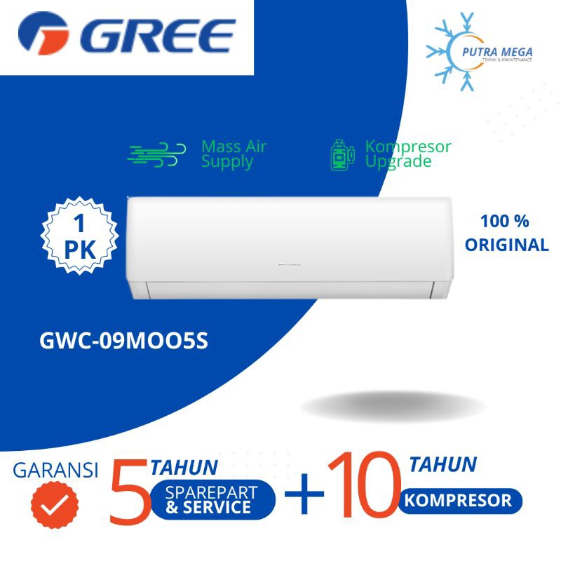 AC GREE 1 PK STANDAR GWC-09MOO5S / AC GREE 1 PK STANDAR DAN PEMASANGAN