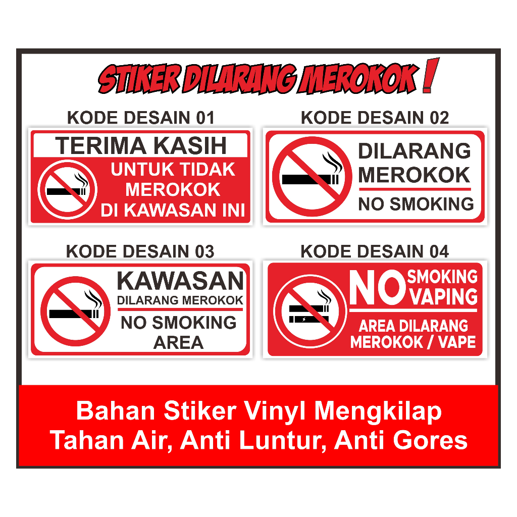 

Stiker Dilarang Merokok I Vinyl I Anti Luntur Gores
