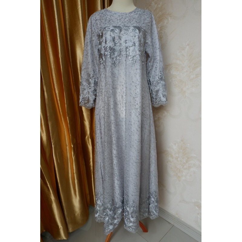 Gaun/Gamis brokat silver