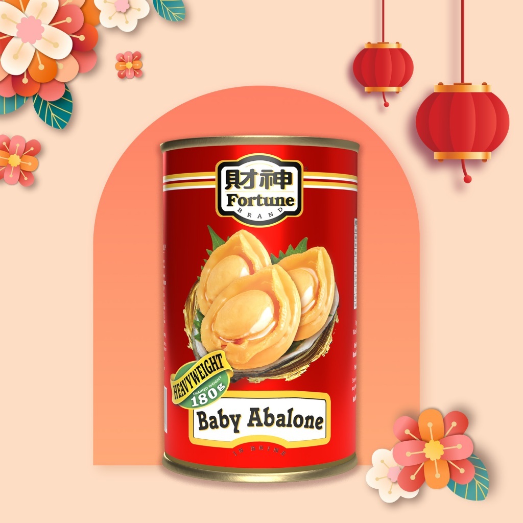 

Fortune Baby Abalone in Brine isi 10pcs Baby Abalone Kaleng Kuah Bening