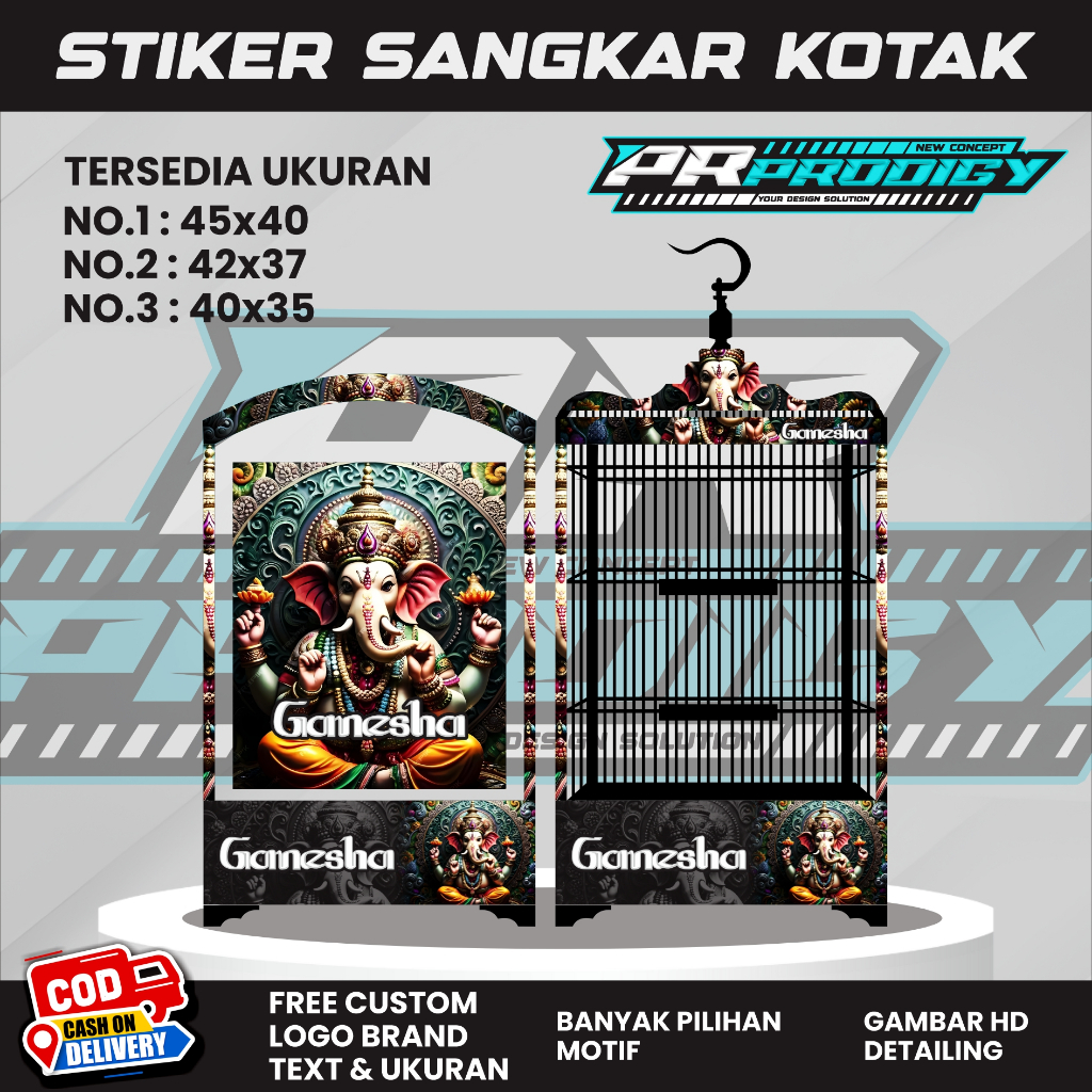 Stiker Decal Sangkar Burung / Sangkar Koper / Sangkar Kosan Ganesha