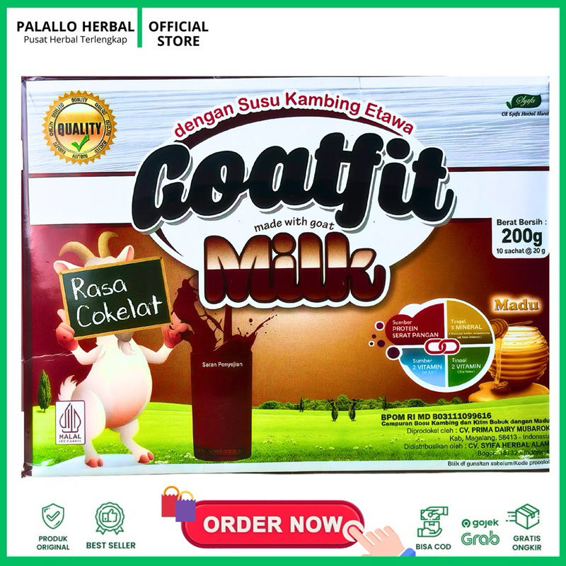 

Goatfit Milk Coklat 10 Sachet - Susu Kambing Etawa dengan Madu & Kakao, BPOM Legal, Minuman Sehat