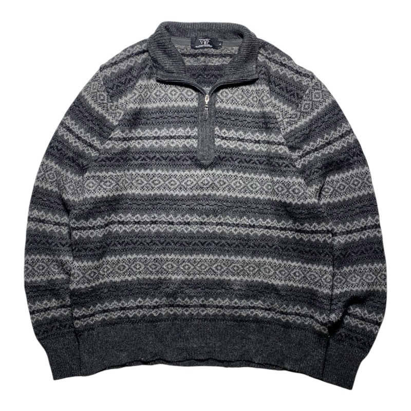 half zipper knitwear sweater vintage pattern by vip playboy