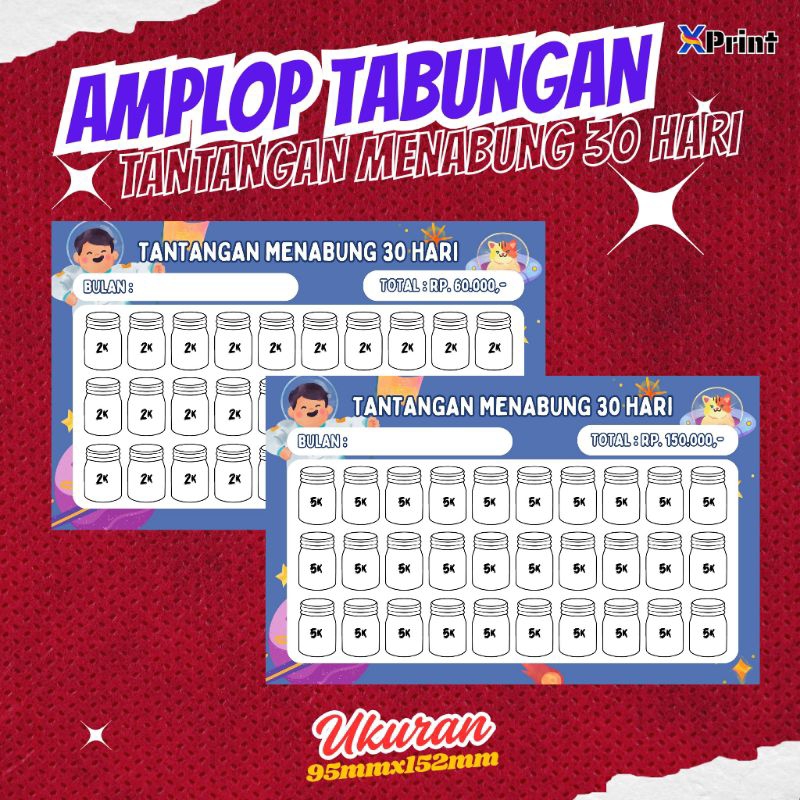 

Amplop menabung / amplop tantangan menabung (Minimal order 5pcs)
