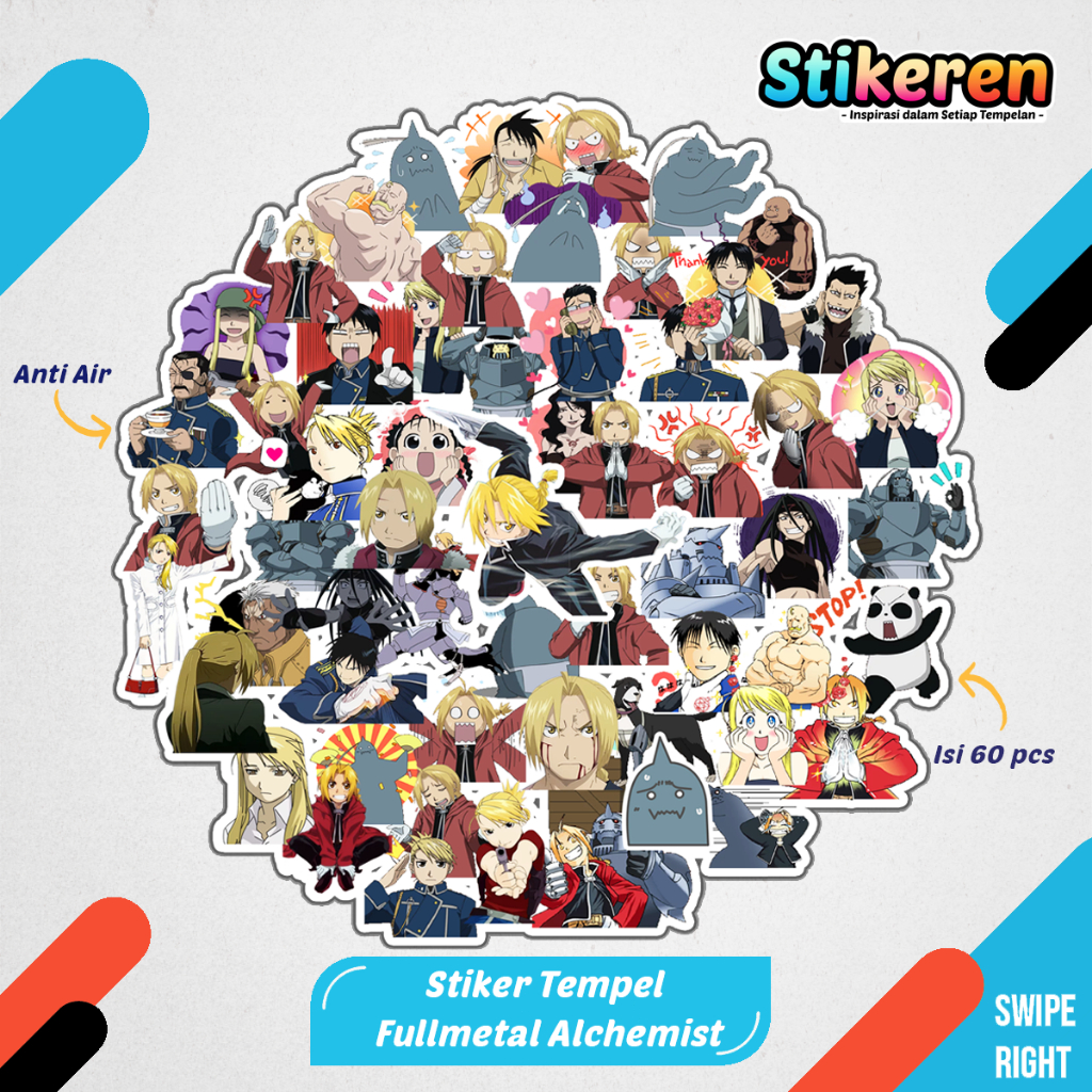 

Stiker Fullmetal Alchemist Anime Kartun Film Paper Vinyl Dekorasi Laptop Koper Tumbler Kulkas DIY