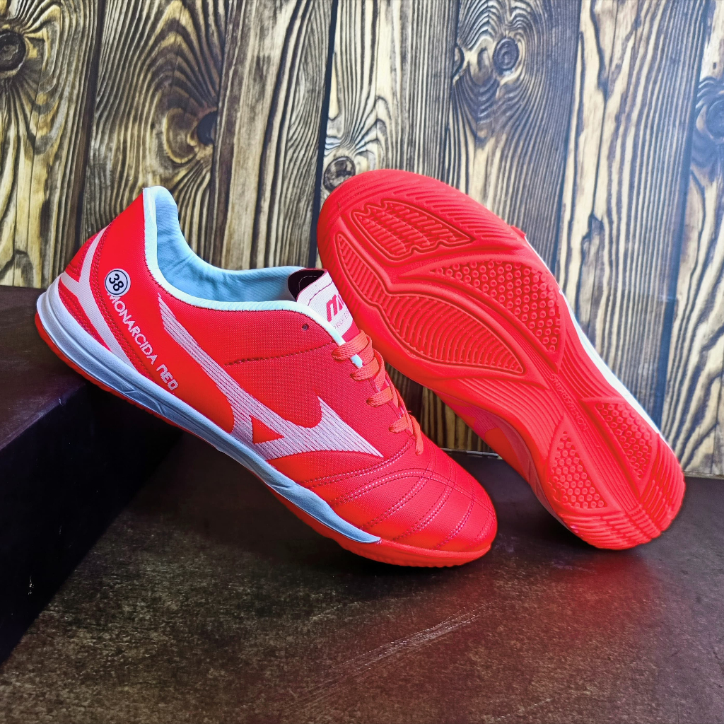 Sepatu Futsal Mizuno Monarcida Neo Merah Sunkist termurah
