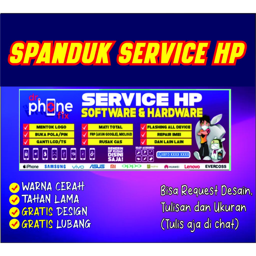 SPANDUK SERVICE HP / SPANDUK SERVICE / SPANDUK JUALAN / SPANDUK KONTER / SPANDUK WARUNG / SPANDUK HP