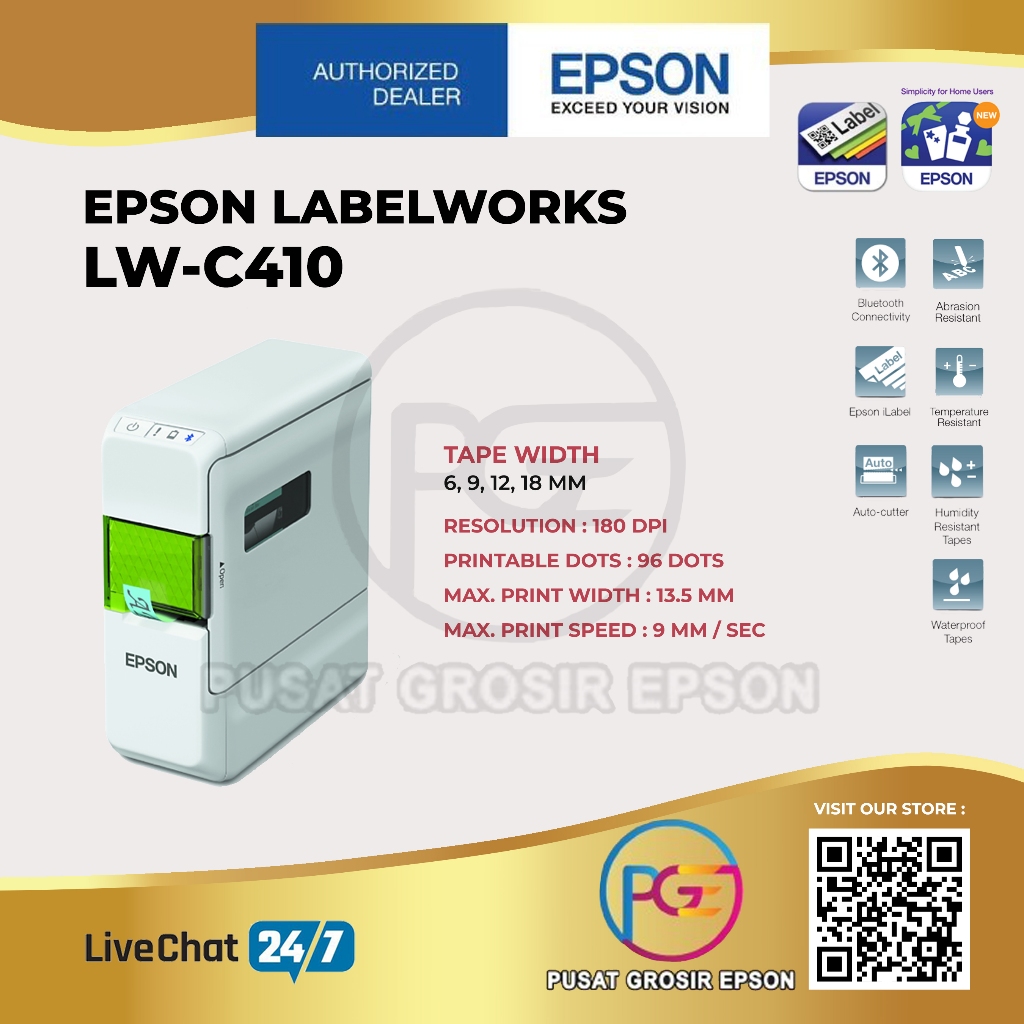 

Epson LabelWorks LW-C410 LWC410 LW C410 PRINTER LABEL EPSON ORIGINAL DAN GARANSI RESMI