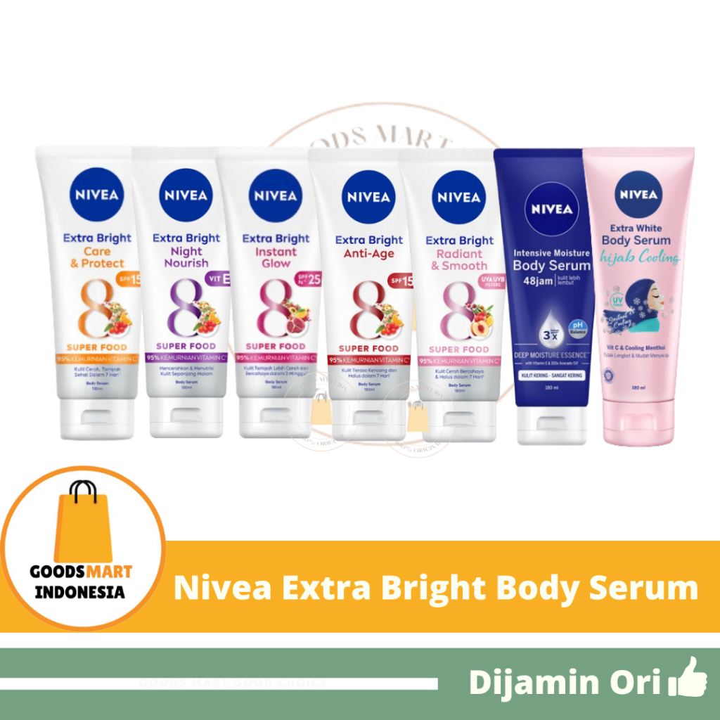 Nivea Body Serum Extra White Care and Protect Night Norish Instant Glow Anti Age Radiant Smooth  Hij