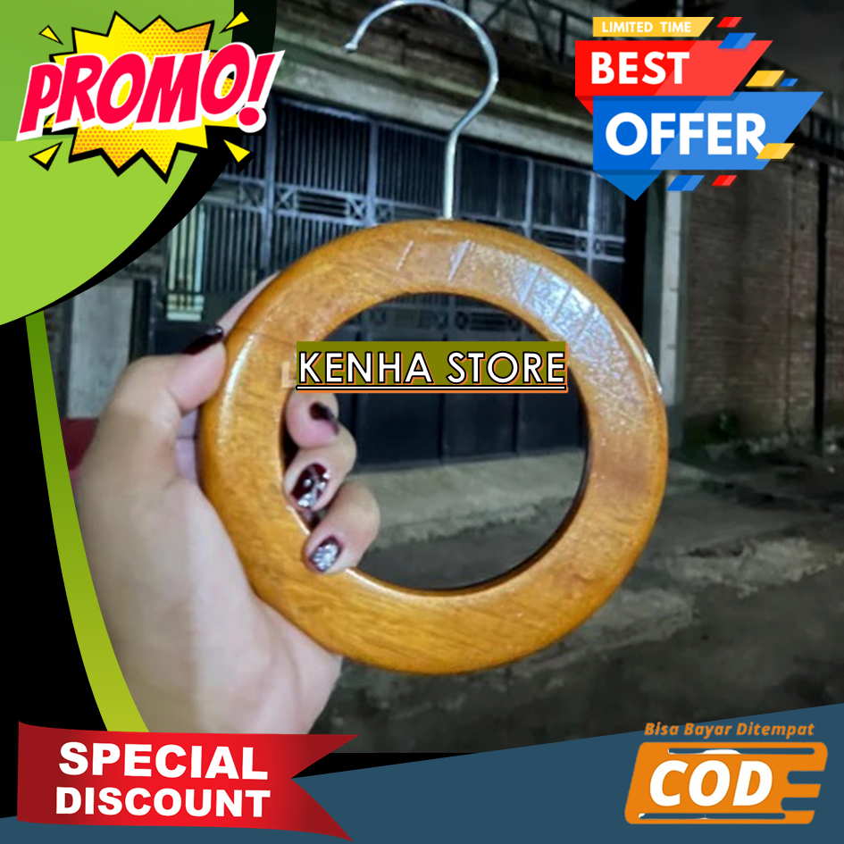 HANGER KAYU BULAT - HANGER HIJAB - HANGER KAYU - HANGER BULAT - HANGER HIJAB