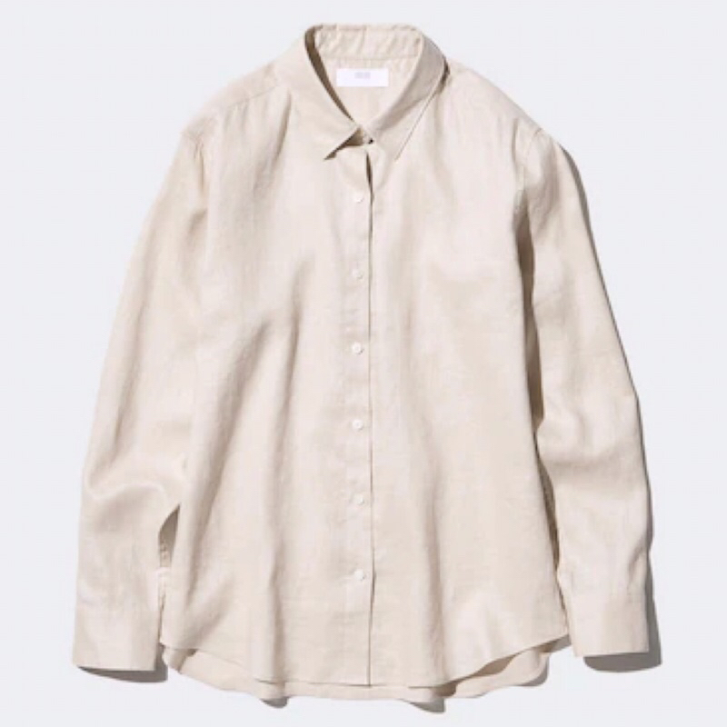 UNIQLO Women Shirt Kemeja Wanita Premium Linen Lengan Panjang