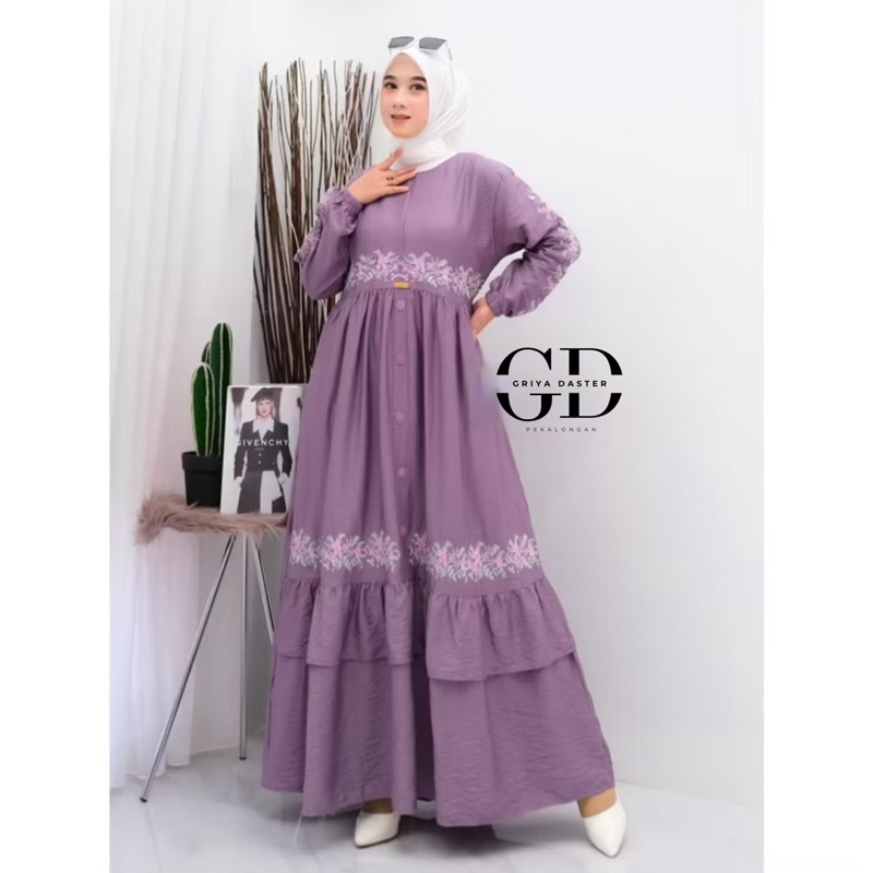 [New arrival] maxi dress una//bahan crinkle airflow premium