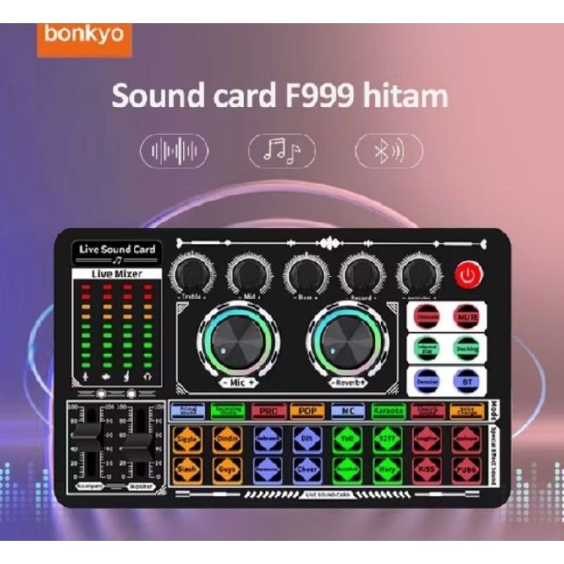 Bonkyo Sound Card F999 Hitam Live Mixer