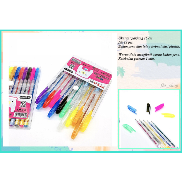

12 Pcs Pulpen Gel Set Pulpen Warna Warni 1 Set Pulpen Glitter Pulpen Aesthetic Zuixua Glitter