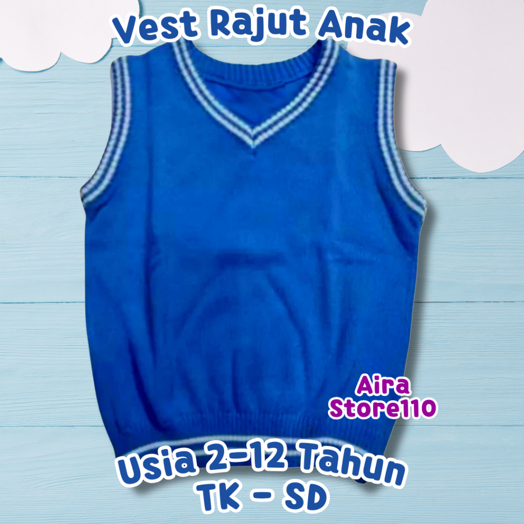 ROMPI RAJUT SETRIP / VEST ANAK LAKI-LAKI PEREMPUAN USIA 2-12 TAHUN