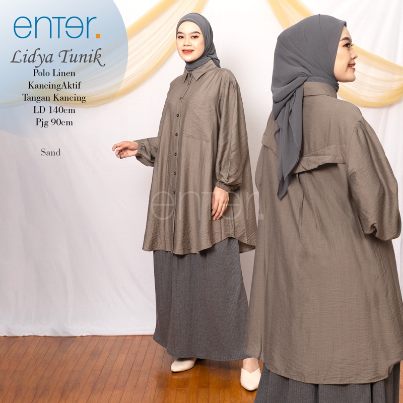 Tunik Wanita Jumbo Lidya Tunik by Enter ld 140 matt polo linen