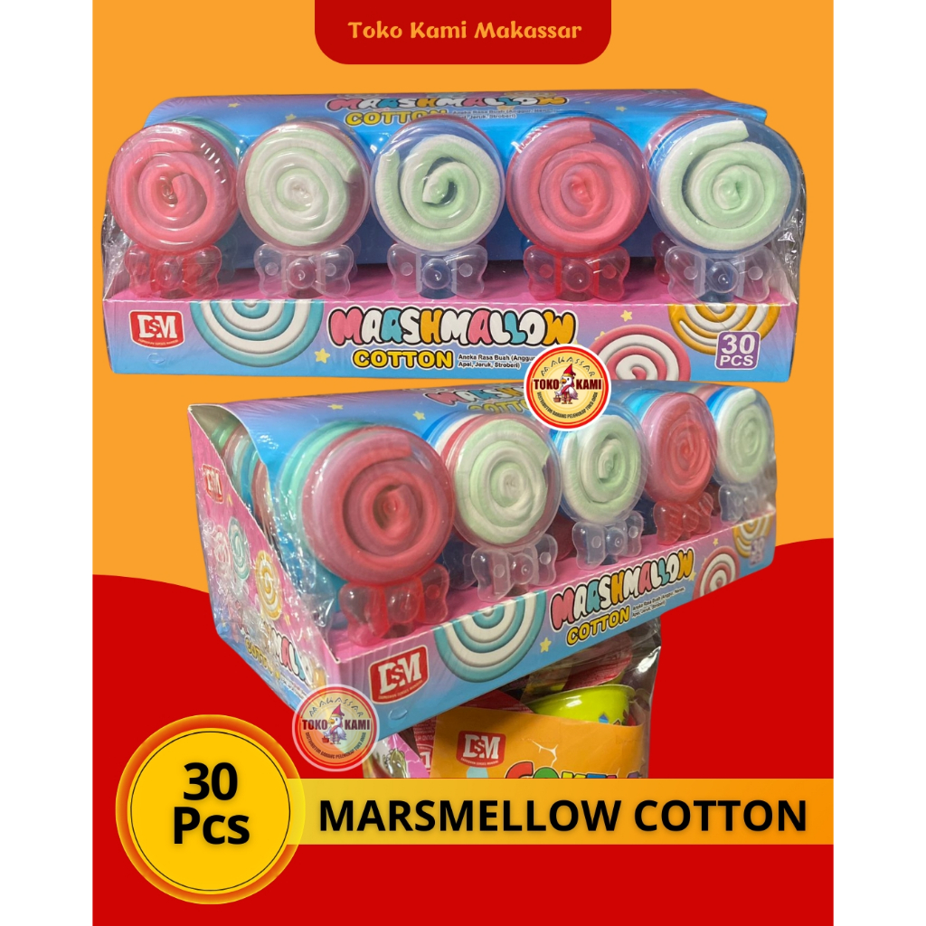 

Marshmallow Cotton Candy / Jajan Permen Marshmellow Lollipop Halal Murah dan Viral Isi 30 Pcs