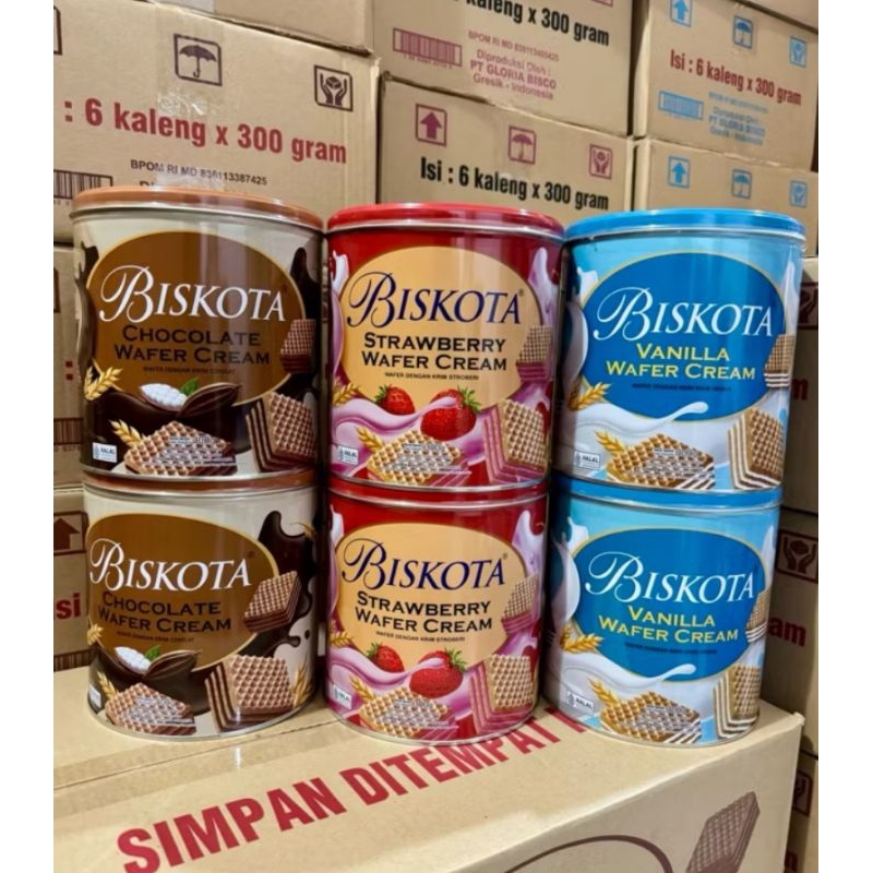 

biskitop wafer kaleng biskota 300gr rasa cokelat, vanila, dan cokelat