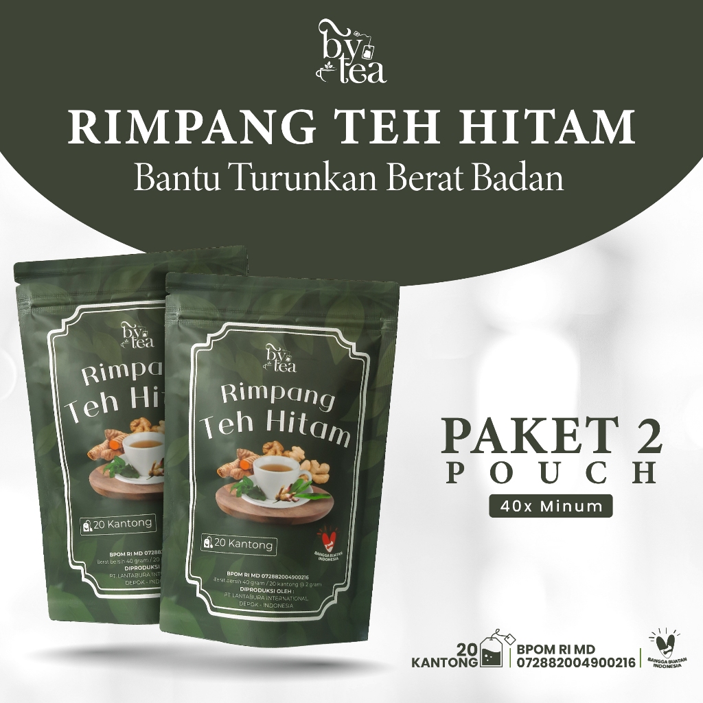 

Bytea - Rimpang Teh Hitam Premium 2 Pouch Minuman Herbal Pelangsing Detoksifikasi Penurun Berat Badan
