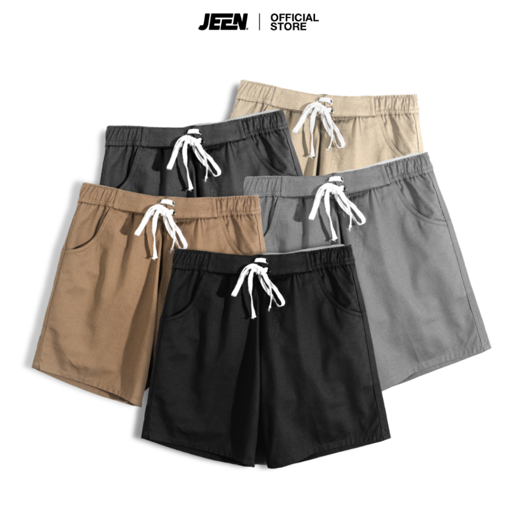JEEN | Cls Boardshort Twill / Celana Pendek Kolor Tali Pria Hitam Cream Abu