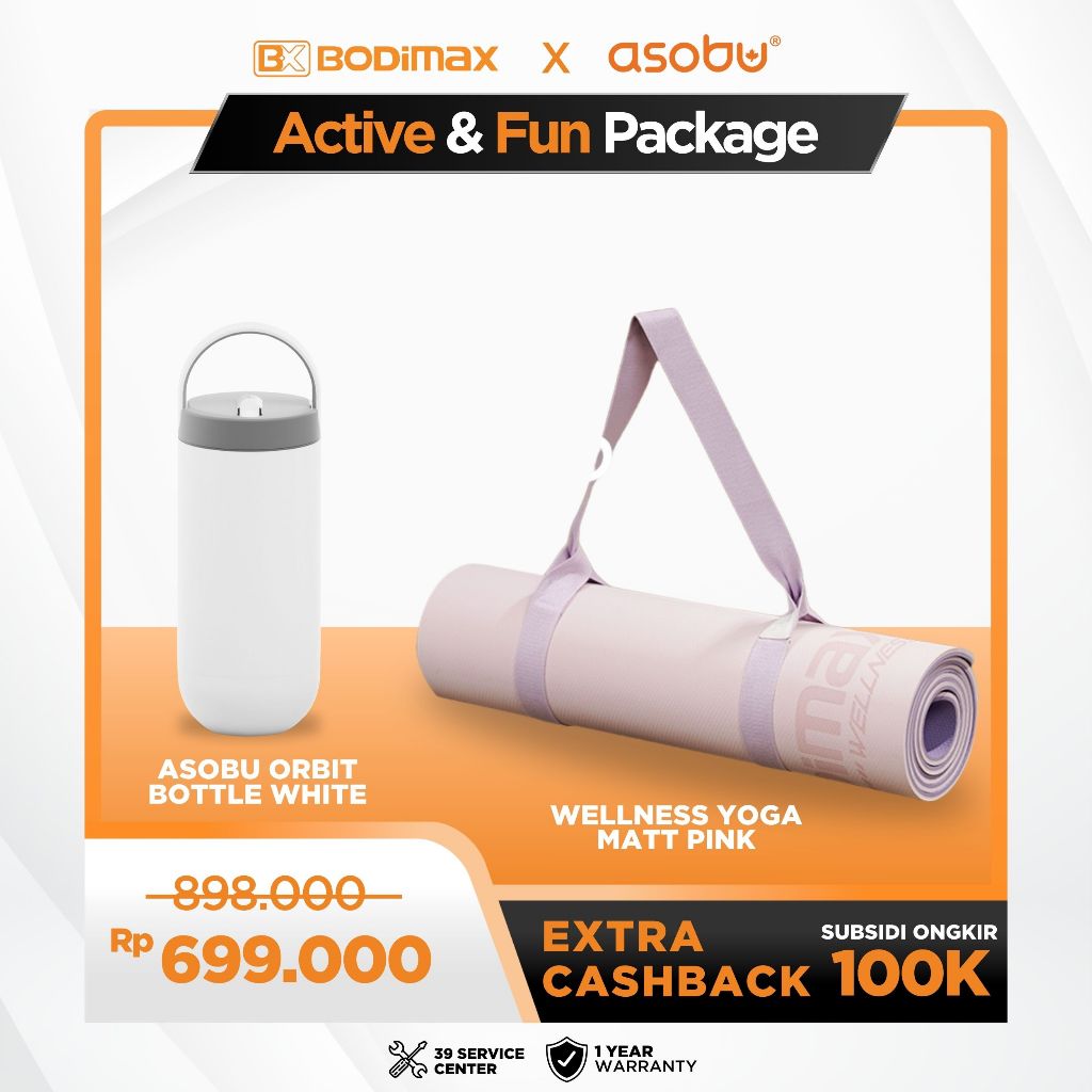 Bodimax Yoga Matt Wellness  x Asobu Orbit Bottle White Yoga Paket