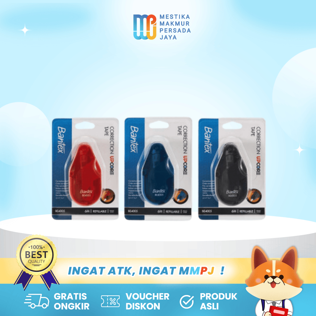 

Bantex Correction Tape 5mm x 6m - Refillable & Retractable BE4005