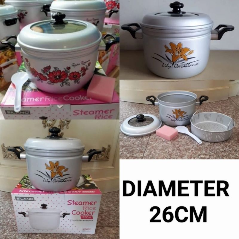 panci kukusan alumunium panci serbaguna tutup kaca MASPION 26cm