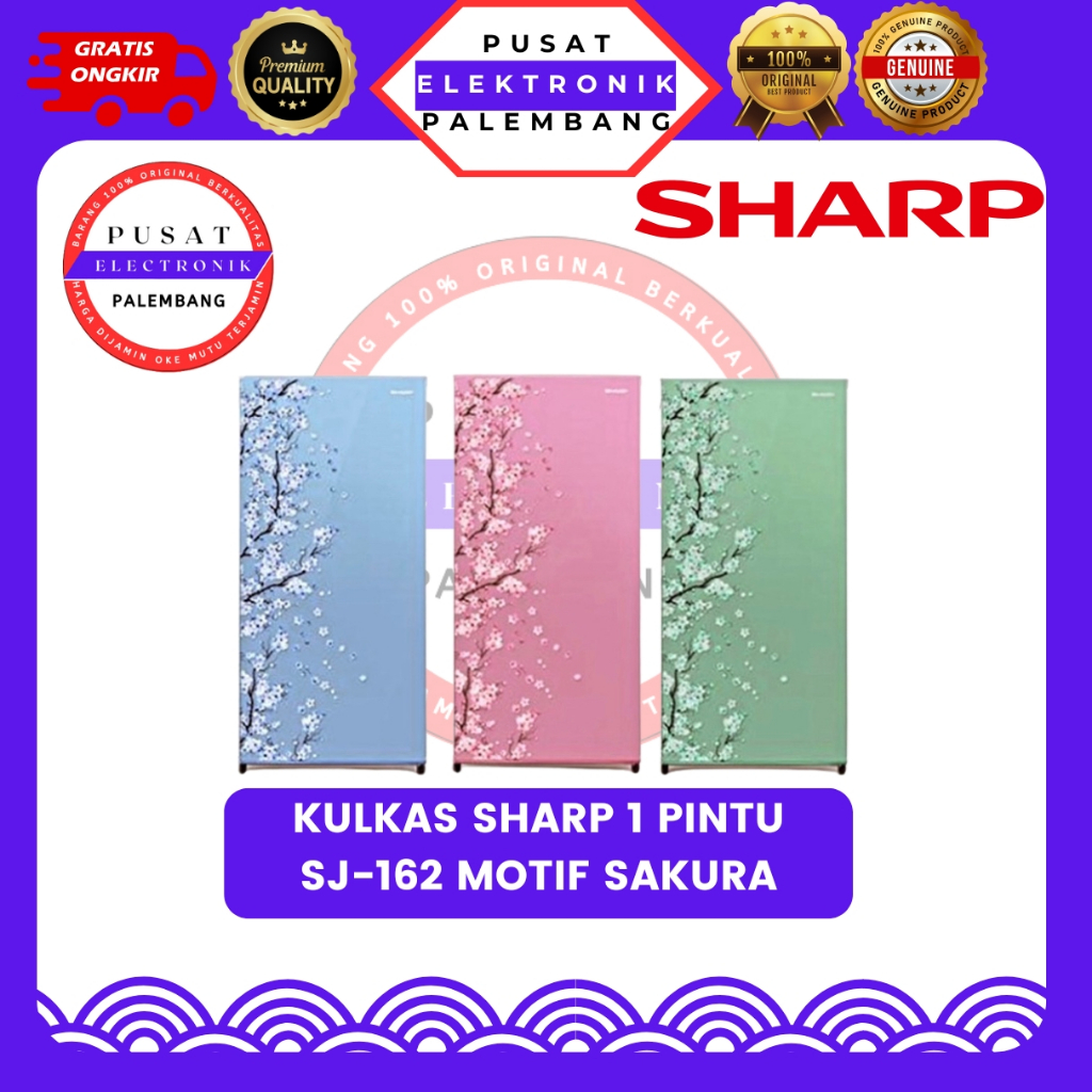 KULKAS 1 PINTU SHARP SJ-N162D MOTIF BUNGA SAKURA KULKAS 1 PINTU B PALEMBANG