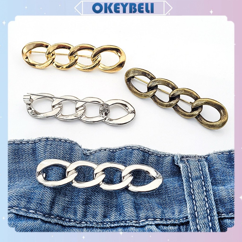 OKEY BELI AKS1927 Peniti Celana Jeans Rantai Stainles Stel Pengait Pengecil Lingkar Pinggang Longgar