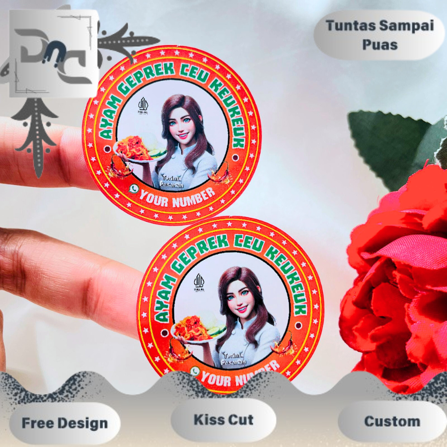 Dnd Sticker Catering Ayam Geprek Stiker Free Desain Custom Nama Label Box Kardus Packaging Uk.Kecil