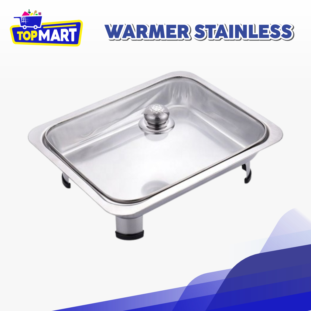 TOPMART - Wadah Lauk Prasmanan Tutup Kaca Stainless Tebal Untuk Arisan & Catering