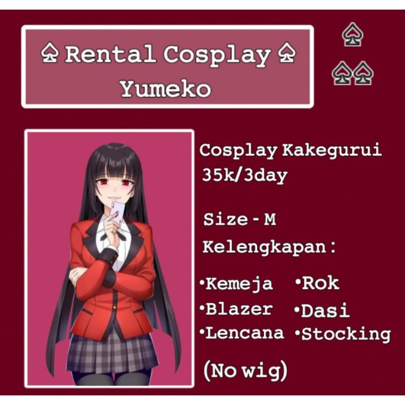 Rental Cosplay Kakegurui. Yumeko Jabami