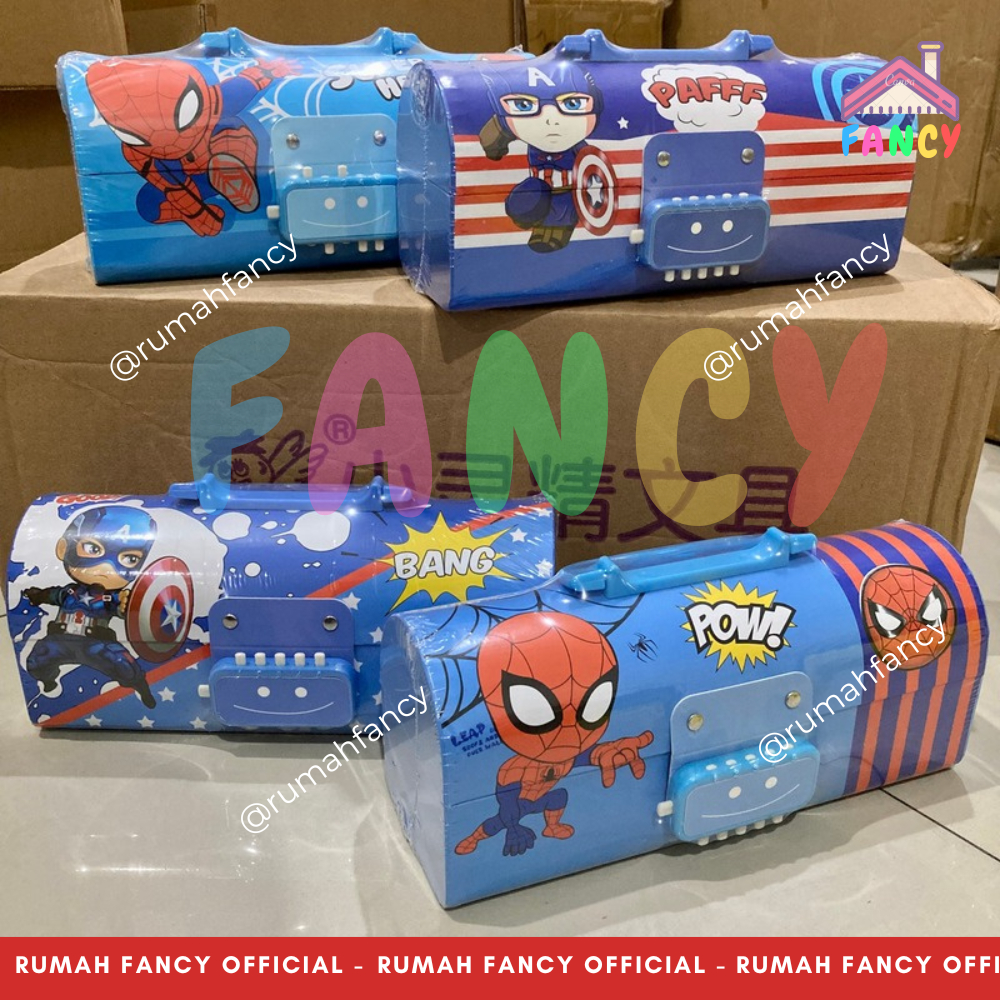 

[FREE DUS + BUBBLEWRAP] Tempat Pensil Dus TEBAL Model Tas Kunci Password D 3051 Motif SUPER HEROES Spider Laba-laba Kapten Amerika Shield ANak Cowok Kunci Pin Locker