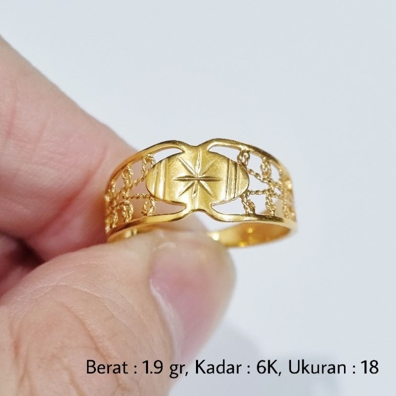 Cincin Emas 6K Ukuran Ring Size 18 - PJ / 1.9 gr