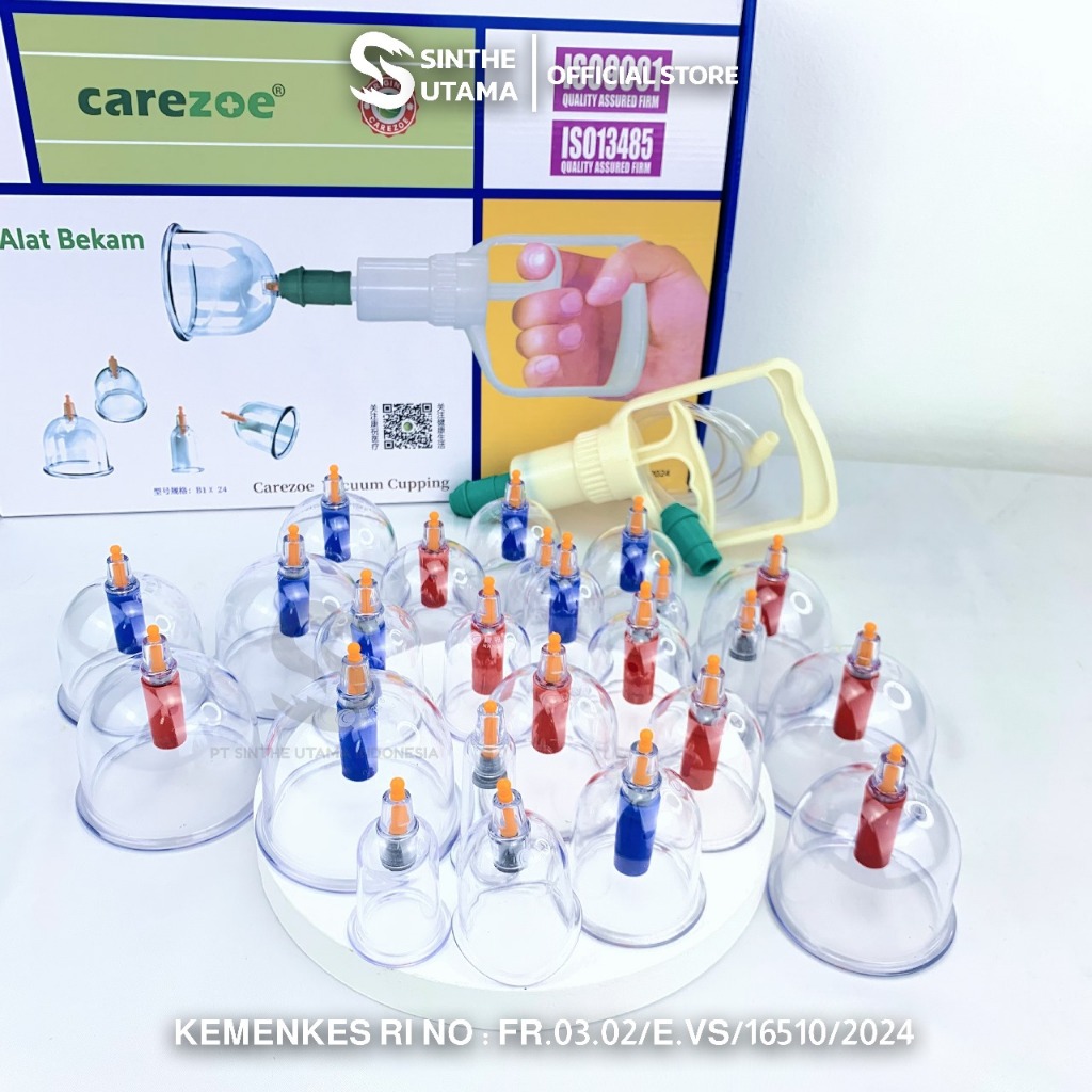Kop Angin Premium 24 cup / Alat Kop Vacuum Cupping Kit Isi 24 pcs Alat Bekam Kangzhu CAREZOE 24 Kop