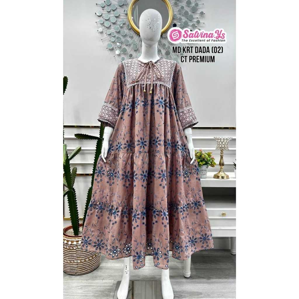 gamis salvina bordir renda tali baru