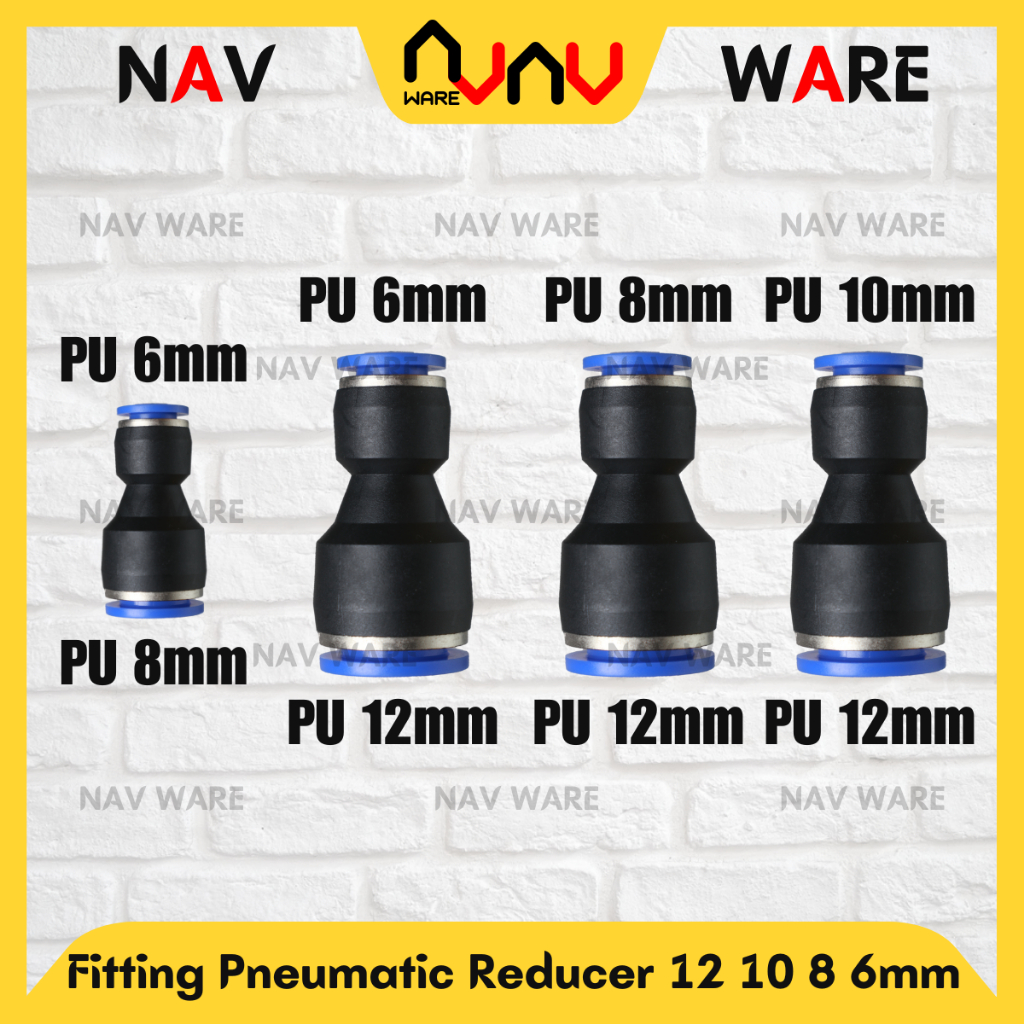 Reducer Fitting Pneumatic Slip Lock Selang PU 6mm 8mm 10mm 12mm / Konektor Lurus Push In Joiner Angi