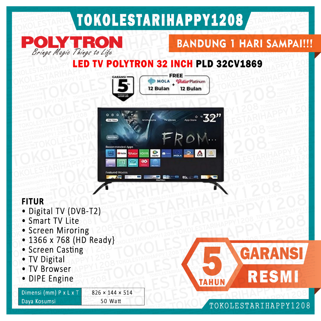 LED TV Polytron Smart Lite Digital TV 32 inch PLD 32CV1869