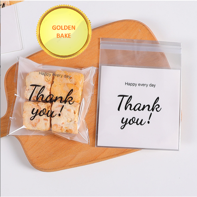 

GBake 10x10 cm / 10x10cm THANKYOU 100pcs plastik cookies roti plastik opp kue donat perekat seal
