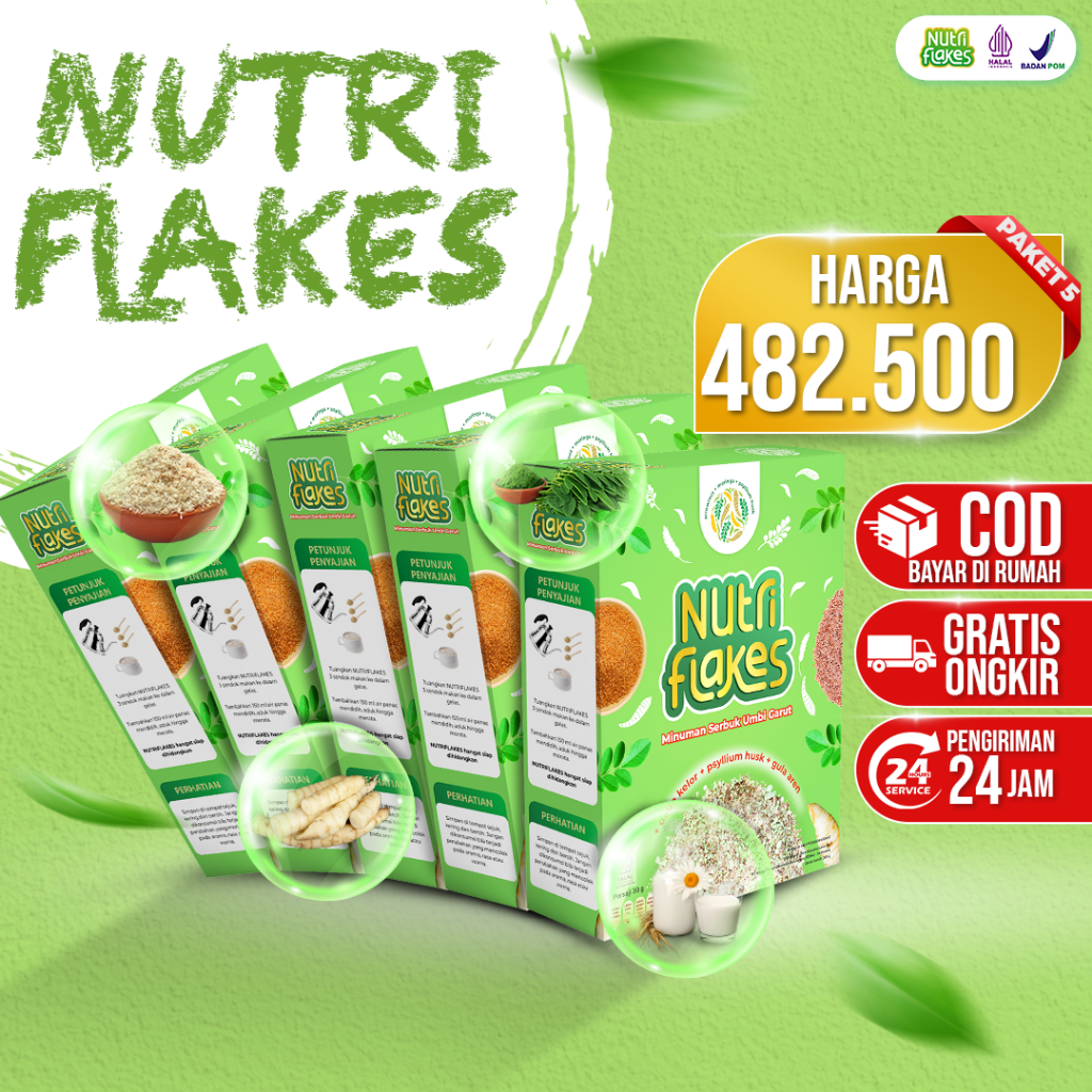 

Nutriflakes Sereal Umbi Garut Ampuh Atasi Asam Lambung Original 5 Box