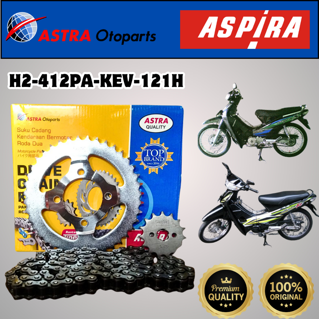 Gear Set KEV Aspira Motor Supra , Supra X , Supra Fit Ori Gear Set Depan Belakang + Rantai